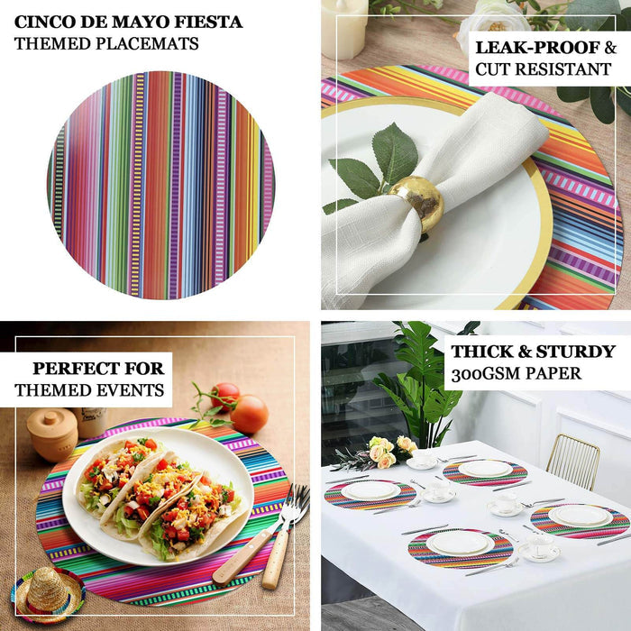 Cinco de Mayo fiesta themed placemats, leak-proof and cut resistant, perfect for events.