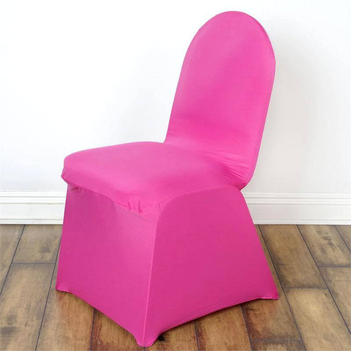 Pink chair cover on a wooden floor.