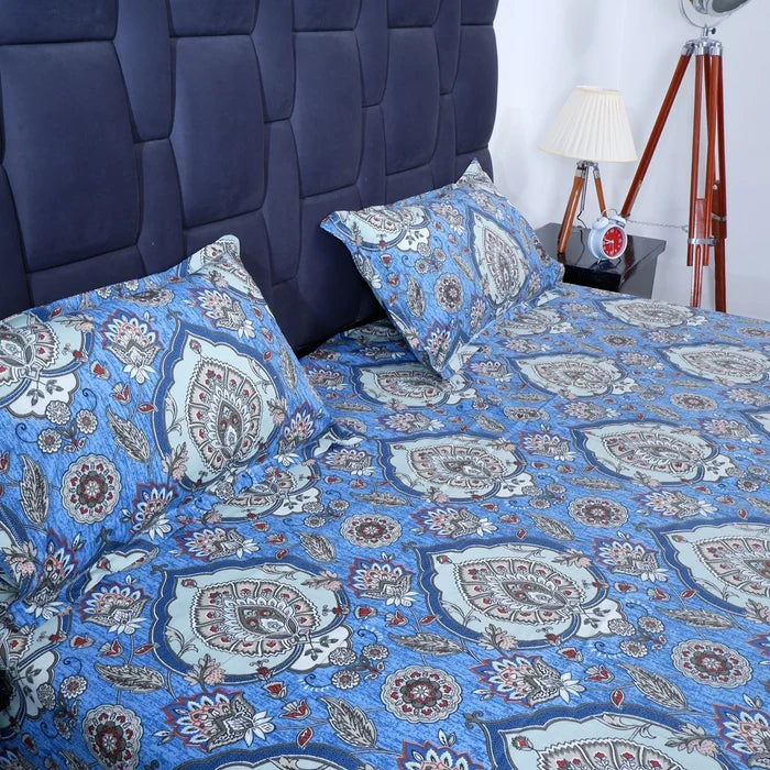 The Jaipuri 100 percent pure cotton bed sheet with elegant floral patterns and matching pillow covers