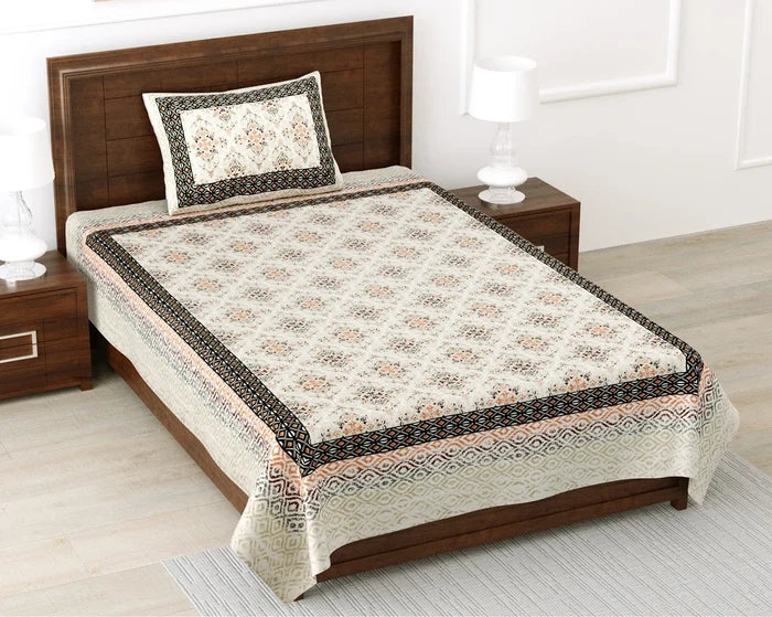 100% Pure Cotton | Single Bed | Bed Sheet - Aarohi