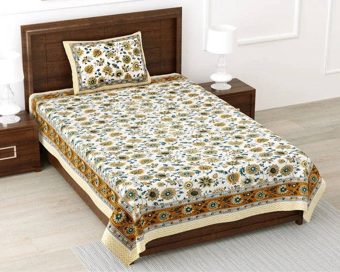 100% Pure Cotton | Single Bed | Bed Sheet - Ananya
