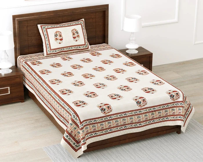 100% Pure Cotton | Single Bed | Bed Sheet - Ishita