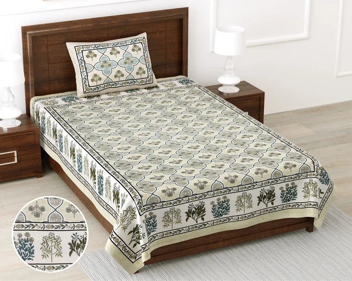 100% Pure Cotton | Single Bed | Bed Sheet - Saanvi