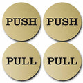 2" Round Push Pull Door Signs (Brushed Gold) - 2 sets (4pcs)