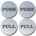 2" Round Push Pull Door Signs (Brushed Silver) - 2 sets (4pcs)