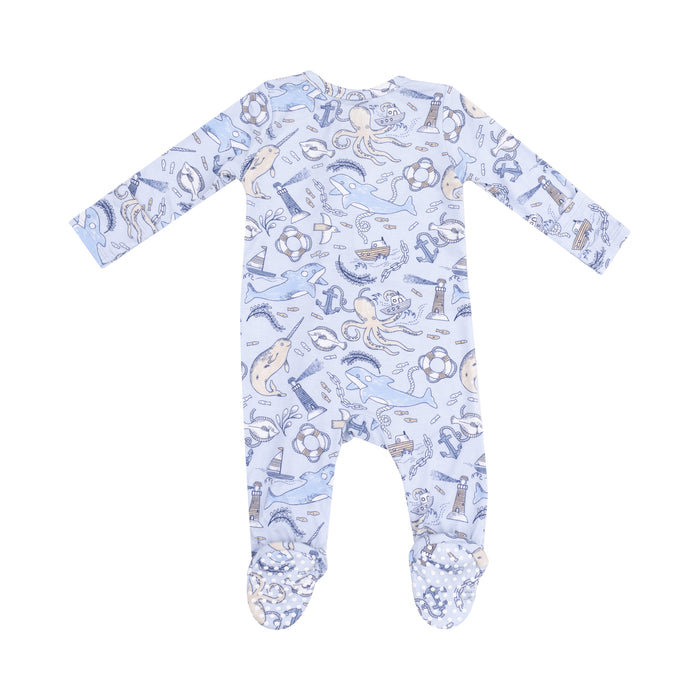 2 Way Zipper Footie - Nautical Notebook