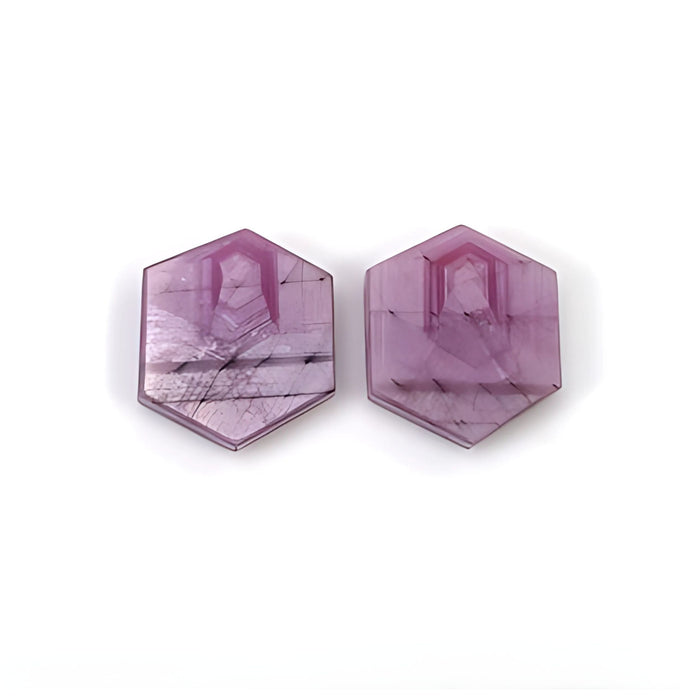 pink sapphire hexagon shape flat slices