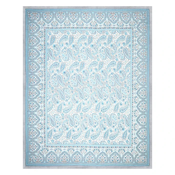 All Season Jaipuri AC Blanket | 100% Cotton | Block Print | Double Bed - Blue Sanganeri (90X108 inches)