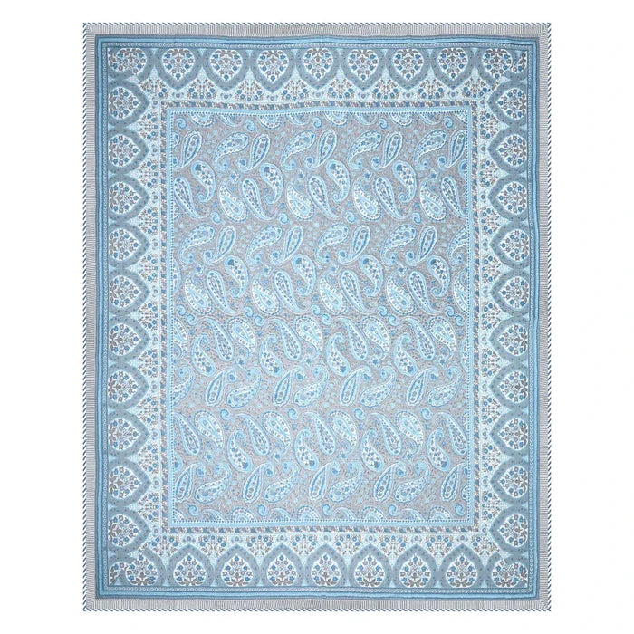 All Season Jaipuri AC Blanket | 100% Cotton | Block Print | Double Bed - Blue Sanganeri (90X108 inches)