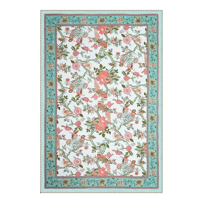All Season Jaipuri Blanket | 100% Cotton | Block Print | Single Bed – Birds & Floral Motifs (63X90 Inches)