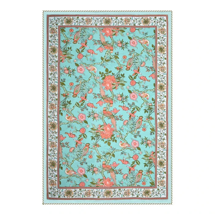 All Season Jaipuri Blanket | 100% Cotton | Block Print | Single Bed – Birds & Floral Motifs (63X90 Inches)