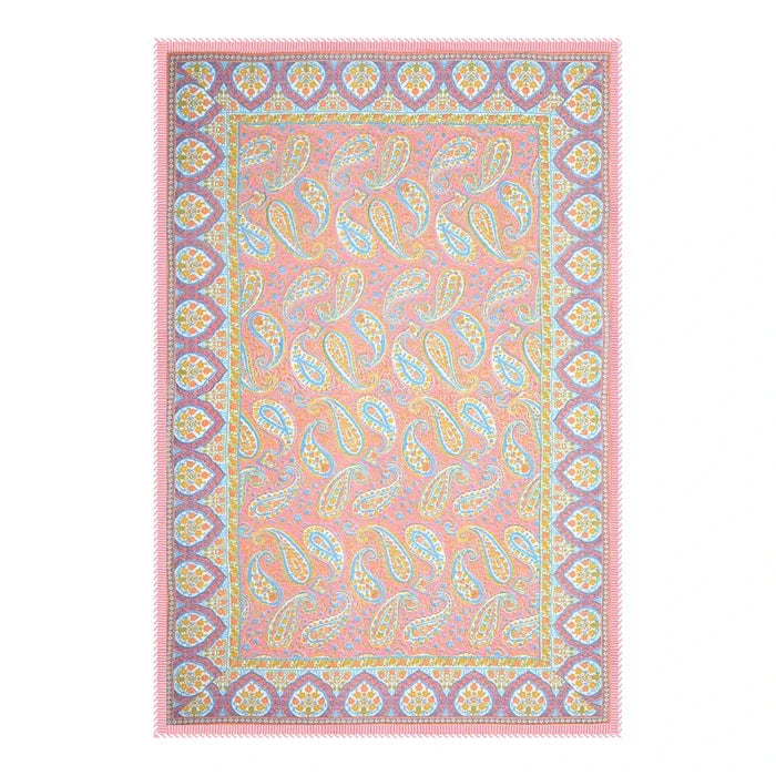 All Season Jaipuri Blanket | 100% Cotton | Block Print | Single Bed  –  Pink Mughal Jaal (63X90 Inches)
