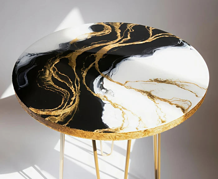 Amber Bloom Handcrafted Resin Coffee Table with legs - Pacific Resin Art