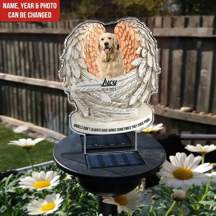 Angels Don't Always Have Wings - Personalized Solar Light, Memorial Gift For Loss Of Pet - SL142