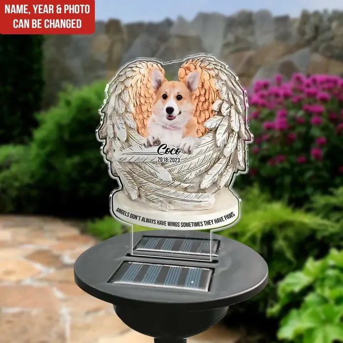 Angels Don't Always Have Wings - Personalized Solar Light, Memorial Gift For Loss Of Pet - SL142