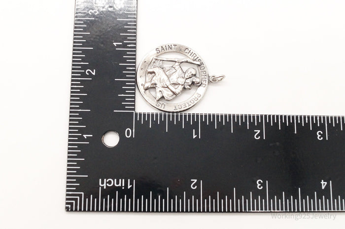 Antique Theda Saint Christopher Protect Us Sterling Silver Pendant