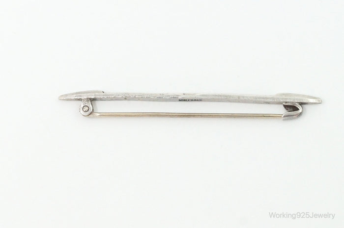 Antique Victorian Rhinestone Sterling Silver Brooch Pin Bar
