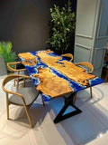 Aqua Bloom Wooden Resin Dining Table | Modern Dining Furniture with legs - Pacific Resin Art