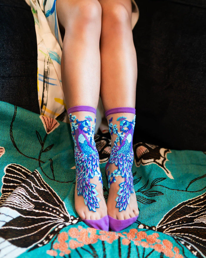 Aquamarine Peacock Sheer Sock