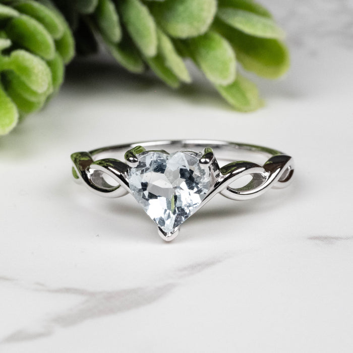 Aquamarine Ring 7.5mm Size 7 - InnerVision Crystals