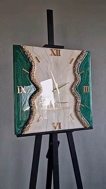 BISMILLAH Islamic Squared Resin Wall Clock - Pacific Resin Art
