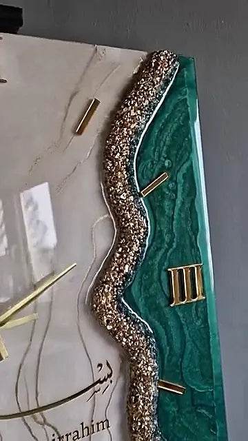 BISMILLAH Islamic Squared Resin Wall Clock - Pacific Resin Art