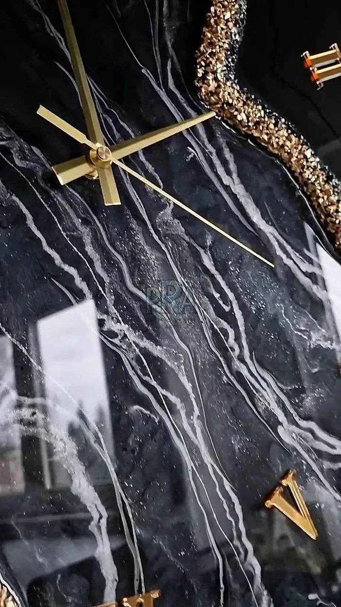 Black Edges Artisanal Resin Wall Clock - Pacific Resin Art