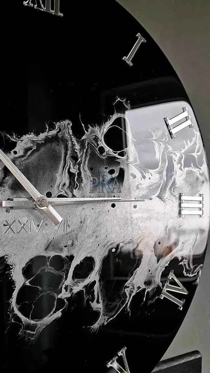 Black Snow Resin Wall Clock | Premium Decor - Pacific Resin Art