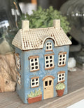 Blue Garden Ceramic Tealight House