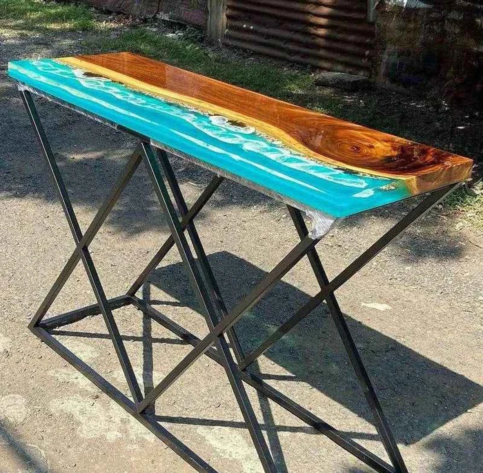 Blue Ocean Bar Resin Dining table | Rectangular Ocean Table - Pacific Resin Art