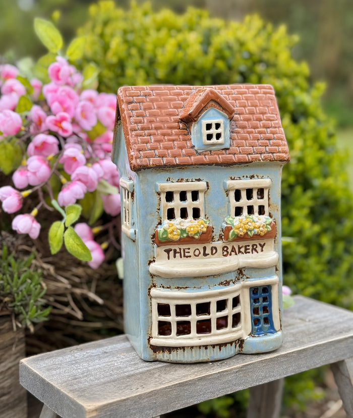 Blue Village Old Bakery Ceramic Tealight House
