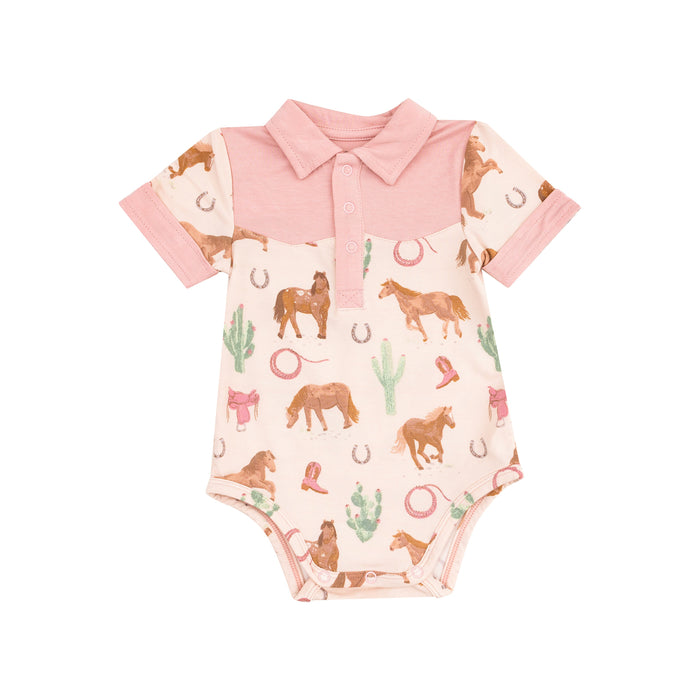 Bodysuit - Western Horses Pink