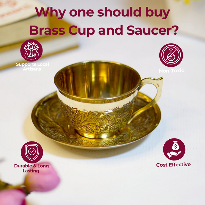Brass Cup and Saucer - Brass Globe