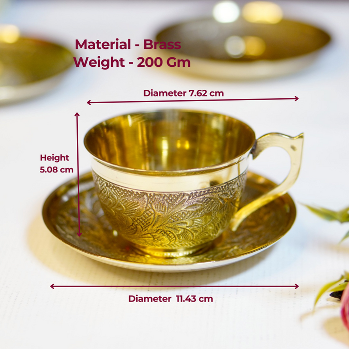 Brass Cup and Saucer - Brass Globe