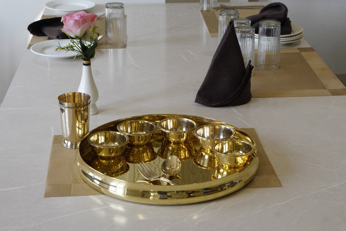 Brass Cut Die Dinner Set - Brass Globe