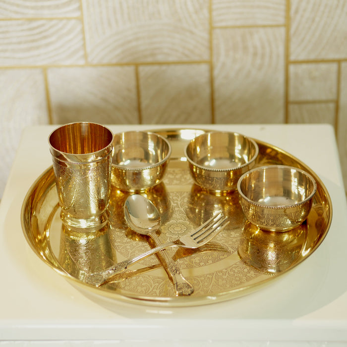 Brass Dinner Set ( Apple Khomcha ) - Brass Globe
