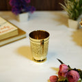 Etched Brass Glass for Drinking - Brass Globe -