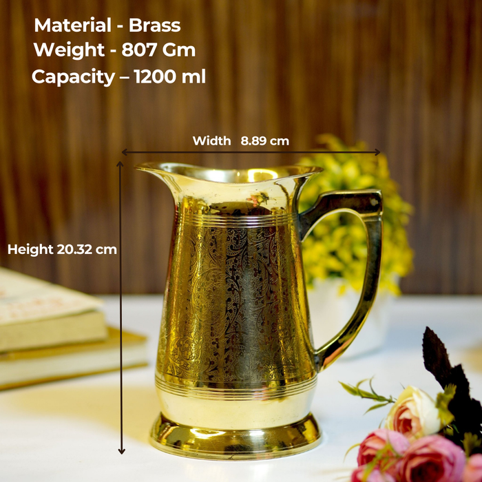 Brass Etched Jug - Brass Globe