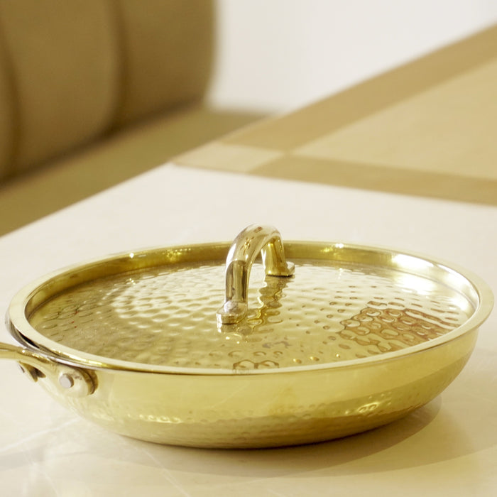 Brass  Frypan with lid (tincoated) - Brass Globe