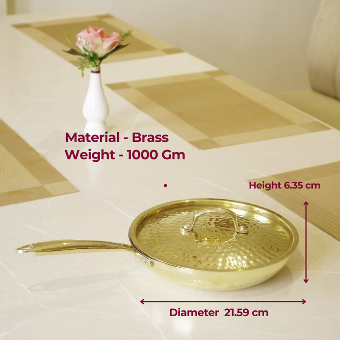 Brass  Frypan with lid (tincoated) - Brass Globe