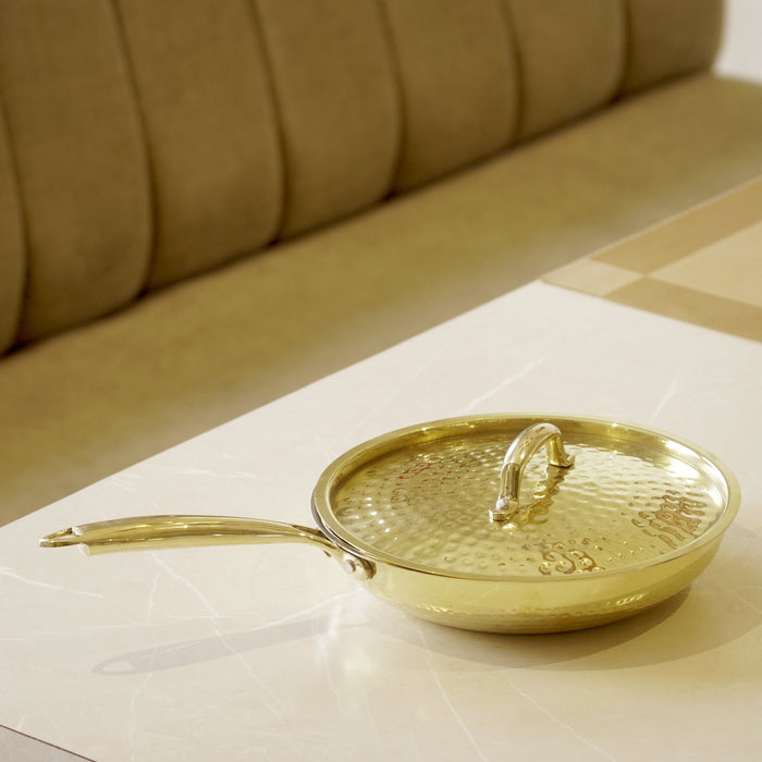 Brass  Frypan with lid (tincoated) - Brass Globe