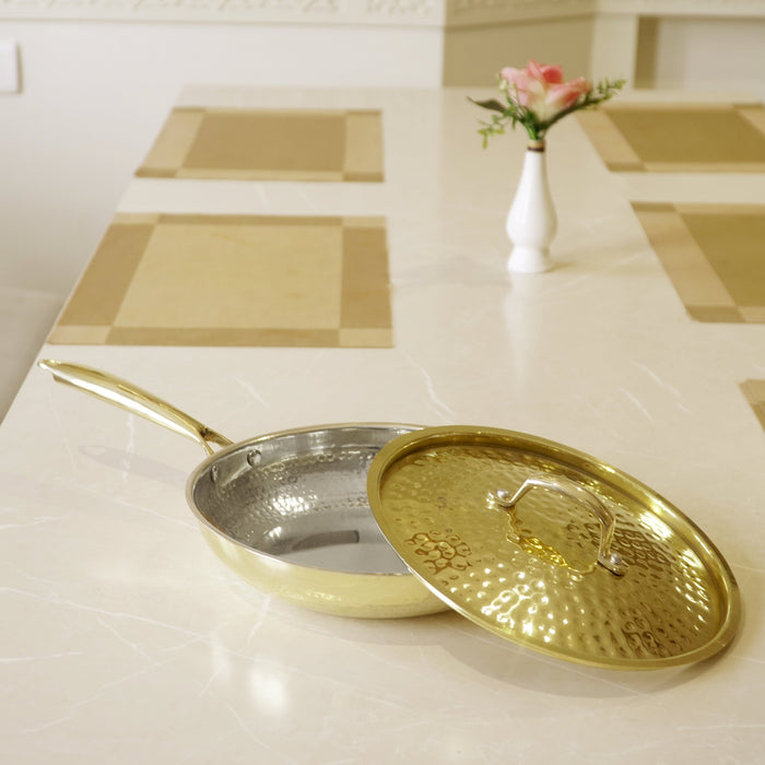 Brass  Frypan with lid (tincoated) - Brass Globe