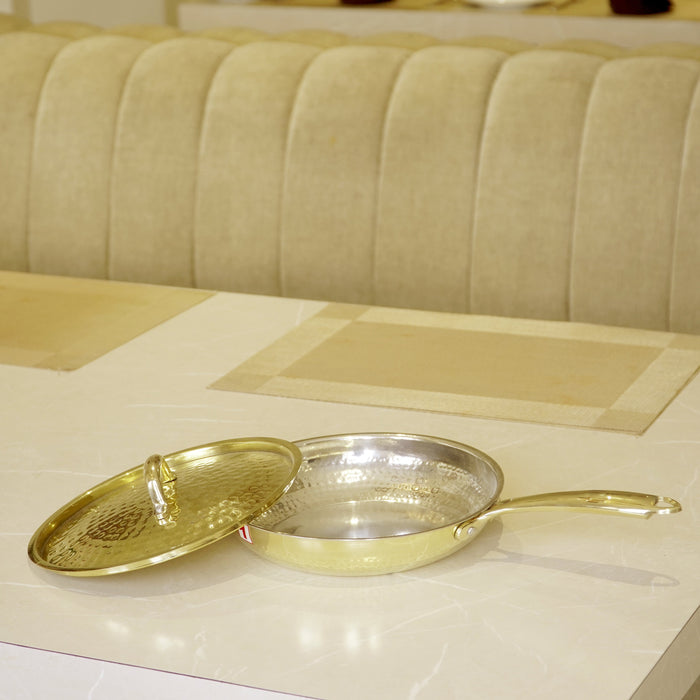 Brass  Frypan with lid (tincoated) - Brass Globe