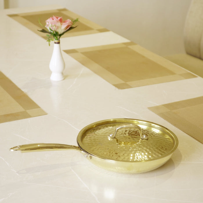 Brass  Frypan with lid (tincoated) - Brass Globe