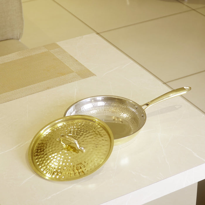 Brass  Frypan with lid (tincoated) - Brass Globe