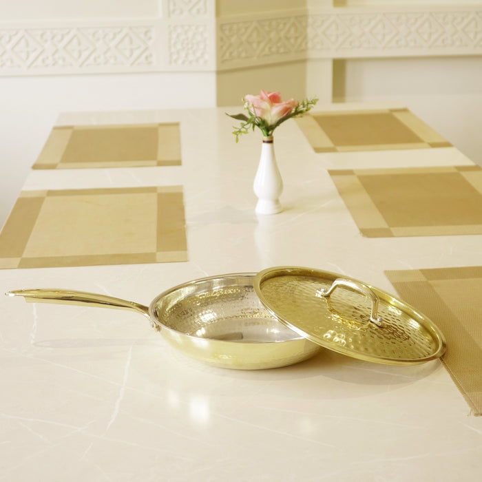 Brass  Frypan with lid (tincoated) - Brass Globe