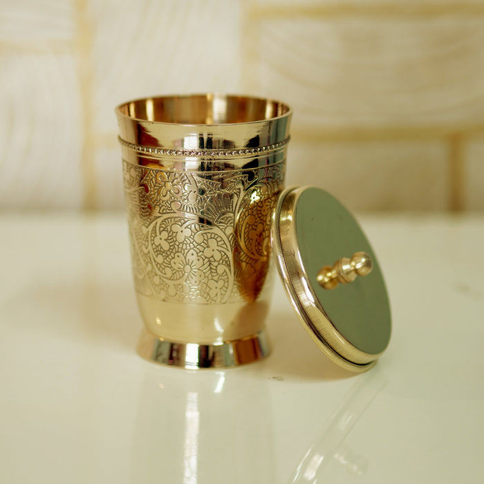 Brass Glass with Lid / Coaster - Brass Globe