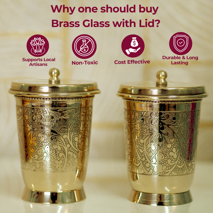 Brass Glass with Lid / Coaster - Brass Globe