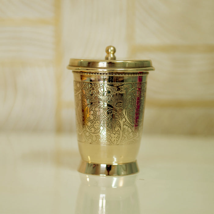 Brass Glass with Lid / Coaster - Brass Globe