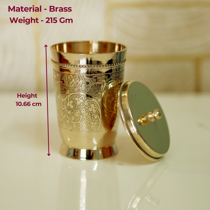 Brass Glass with Lid / Coaster - Brass Globe